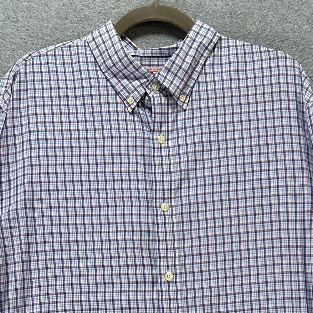 J. Press Button Down Shirt Mens XXL Blue Red Plaid Cotton Preppy Classic